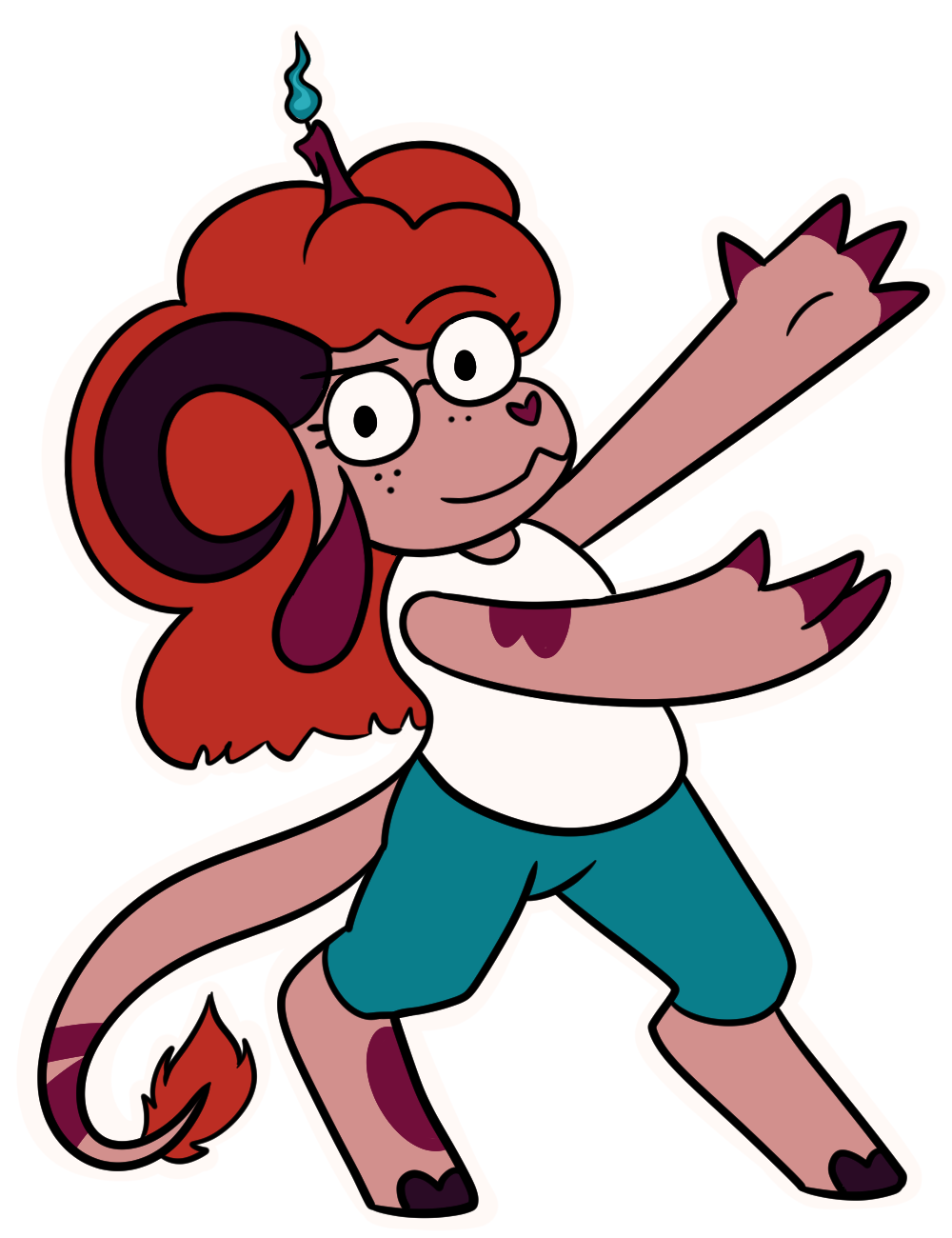 A chibi version of Kay's hellsona gesturing